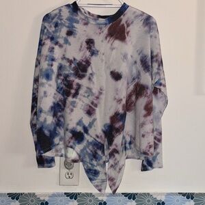 Earthbound Tie-Dye Front-Tie Long Sleeve T-Shirt, Size M